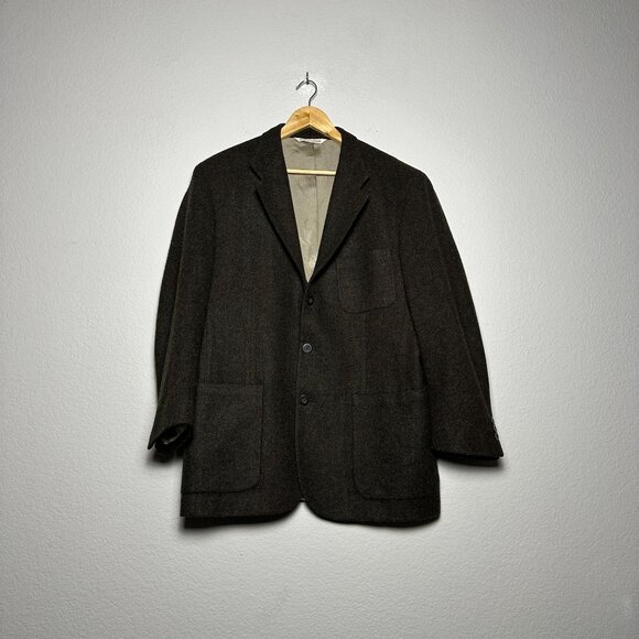 VTG Hunt Club Lamb Wool Blazer Sport Coat Jacket Men 40R Brown Classic Prep 90s - Picture 1 of 16